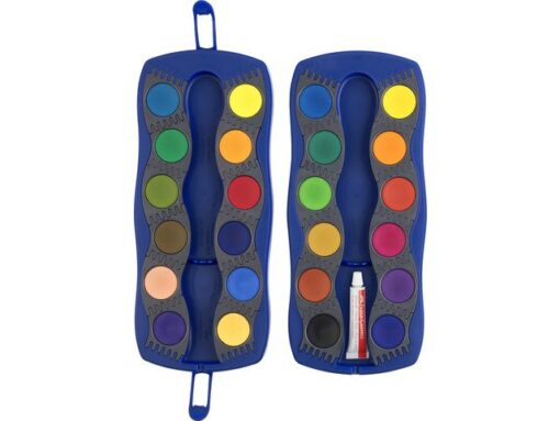 Faber Castell Waterverfdoos Faber-Castell 24 kleuren +1 tube wit Connector Blauw