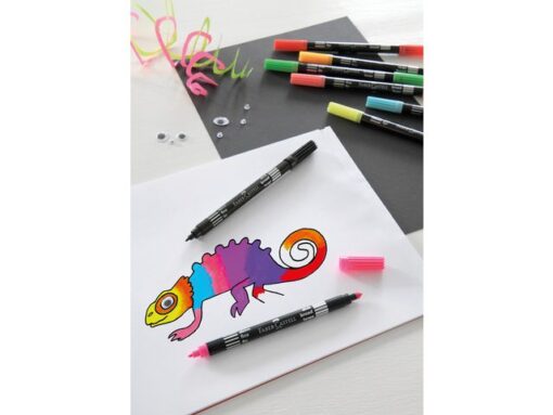Faber Castell viltstiften Faber-Castell Duo neon kleuren in etui a 10 stuks