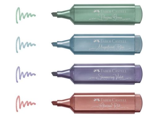 Faber Castell Tekstmarker Faber-Castell metallic etui 4 delig