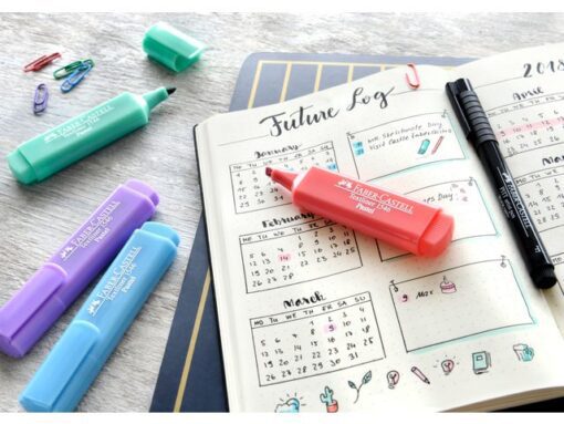 Faber Castell tekstmarker Faber-Castell 1546 etui met 8 stuks assorti     pastel