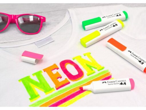 Faber Castell Textielmarker Faber-Castell Neon set 4 stuks op blister