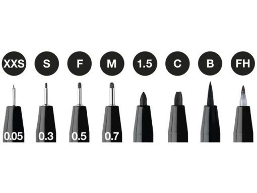 Faber Castell Tekenstift Faber-Castell Pitt Artist Pen etui 8 stuks 199   zwart lijndiktes XXS, S, F, M, B, C, 1.5, FH