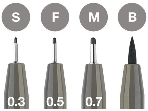 Faber Castell Tekenstift Faber-Castell Pitt Artist Pen etui 4st. 273 warm grijs IV lijndiktes S, F, M, B