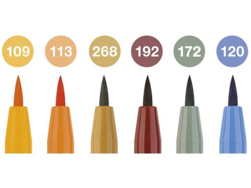 Faber Castell Tekenstift Faber-Castell Pitt Artist Pen Brush etui 6 stuks Harvest