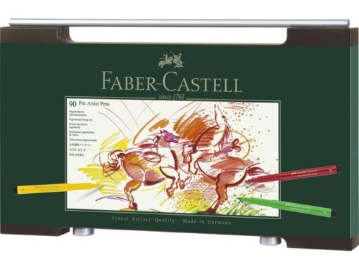 Faber Castell Tekenstift Faber-Castell Pitt Artist Pen houten koffer,     90-delig