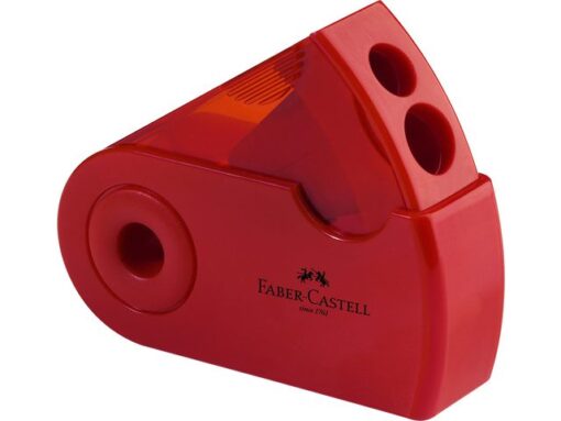Faber Castell puntenslijper Faber-Castell "Sleeve" rood/blauw 2 gaats     display a 12 stuks