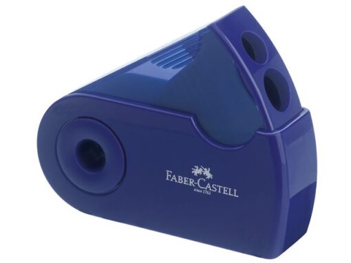 Faber Castell puntenslijper Faber-Castell "Sleeve" rood/blauw 2 gaats     display a 12 stuks