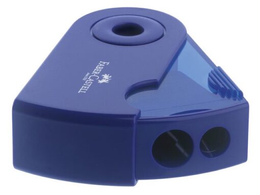 Faber Castell puntenslijper Faber-Castell "Sleeve" rood/blauw 2 gaats     display a 12 stuks