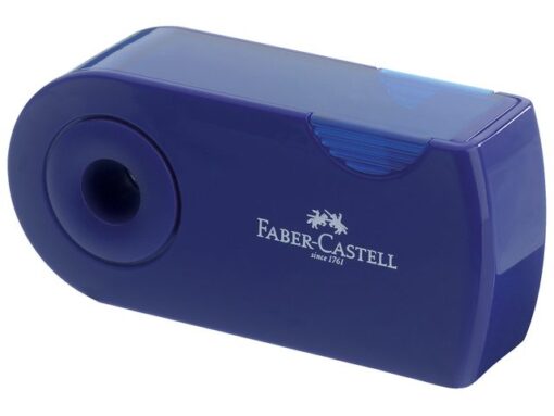 Faber Castell puntenslijper Faber-Castell "Sleeve" rood/blauw 2 gaats     display a 12 stuks