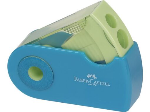 Faber Castell puntenslijper Faber-Castell "Sleeve" assorti kleuren 2-gaats display a 12 stuks