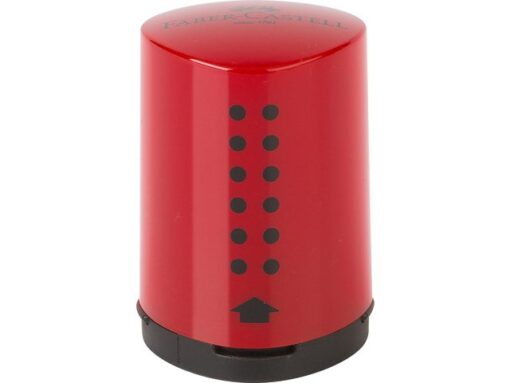Faber Castell puntenslijper Faber-Castell GRIP 2001 mini blauw/rood assorti display a 10 stuks.