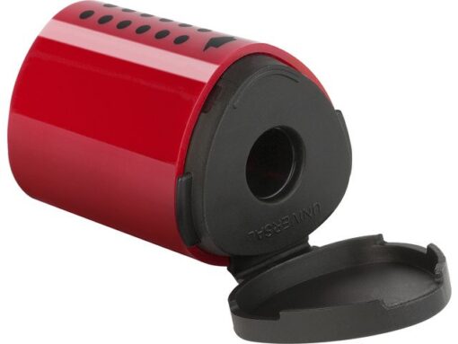 Faber Castell puntenslijper Faber-Castell GRIP 2001 mini blauw/rood assorti display a 10 stuks.