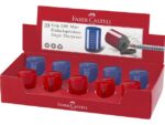 Faber Castell puntenslijper Faber-Castell GRIP 2001 mini blauw/rood assorti display a 10 stuks.