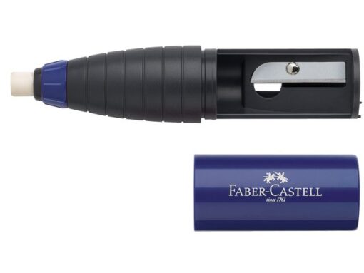 Faber Castell gum/potloodslijper Faber-Castell Combi rood/blauw display a 12 stuks