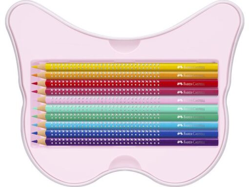 Faber Castell Kleurpotloden Faber-Castell sparkle 12 standaard kleuren +  8 pastel kleuren in bewaarblik vlinder inclusief vlinder