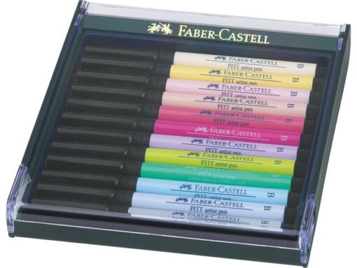 Faber Castell Tekenstift Faber-Castell Pitt Artist Pen Brush set 12 stuks pastel