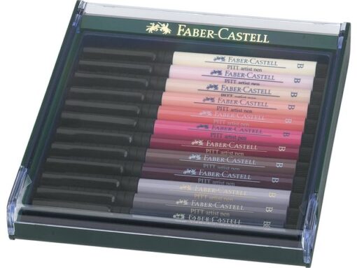 Faber Castell Tekenstift Faber-Castell Pitt Artist Pen Brush set 12 stuks Skin