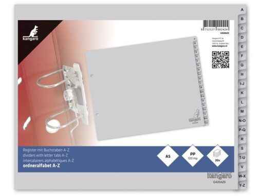 Kangaro KTC Tabblad Kangaro ordneralfabet A-Z PP 120 micron 2-gaats 20-delig