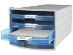 Ladekast HAN Impuls met 4 open laden blauw transparant