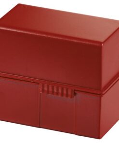 naslagwerken of het verzamelen - thuis en onderweg. Hoogwaardig design met kliksluiting en stalen scharnier. De compleet naar achteren klapbare deksel is als extra bak te gebruiken. Capaciteit circa 300 kaarten (170 grams) A7. Afmetingen (B x H x D): 121 x 101 x 74 mm. Binnenafmetingen (B x H x D) 63 x 95 x 110 mm. Kleur: rood.
