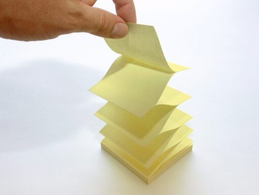 Info notes 75x75mm Z-Notes, geel, recycled, doos met 12 bloks a 100 vel