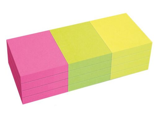 Powernotes info notes 50x40mm ass. felle kleuren pak 12 blok.