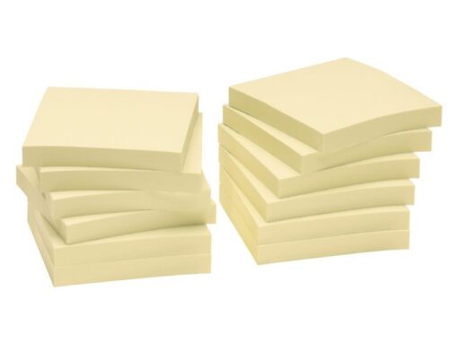 Info Notes 75x75mm geel recycled doos a 12 blok