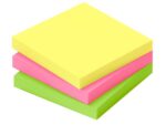 Info notes 75x75mm 3 x 100 blaadjes, 3 kleuren, FSC,        hanging hole.