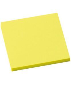 Info Sticky Notes zijn ideaal voor berichten die extra aandacht eisen. Leverbaar in verschillende kleuren die elk bericht laten glanzen om ervoor te zorgen dat deze notitie zeker niet kan worden vergeten. Kleur fel geel. Formaat 75x75. Aantal 80 vel. 25 mm plakrand en lijm op waterbasis.