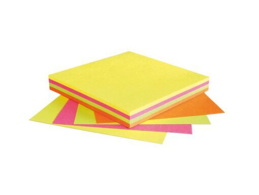 Info notes 75x75 mm fel geel, roze, groen en oranje 100 vel