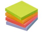 Info notes 75x75mm 16 x 100 blaadjes, 4 kleuren, blauwe engel, toren verpakking.