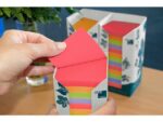 Info notes 75x75mm 16 x 100 blaadjes, 4 kleuren, blauwe engel, toren verpakking.