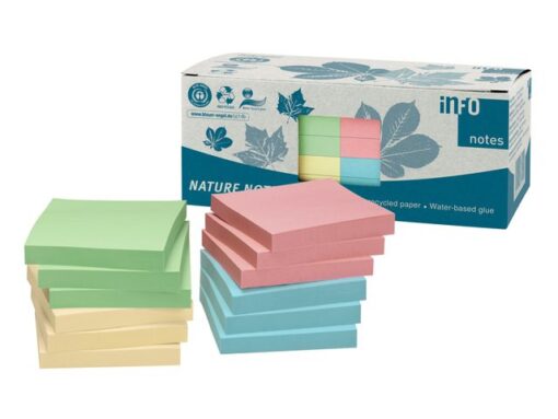 Info Notes 75x75mm assorti recycled doos a 12 blok