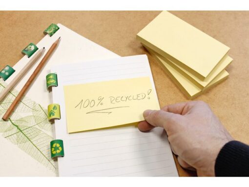 Info Notes 125x75mm geel recycled doos a 12 blok