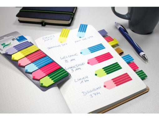 Info Notes Info page marker 18x55mm, 6 x 25 stuks, 6 kleuren, op kaart.