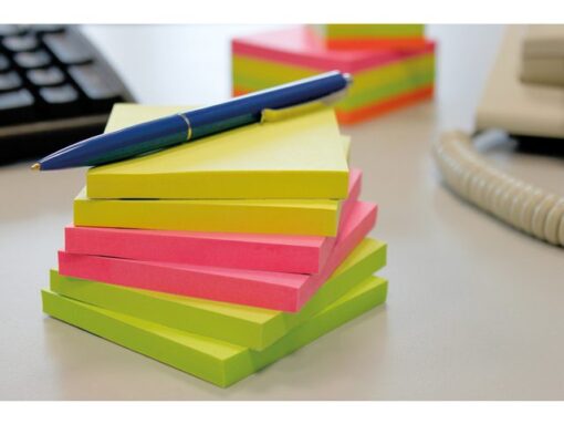 Info Notes 75x75mm assorti felle kleuren pak a 6 blok