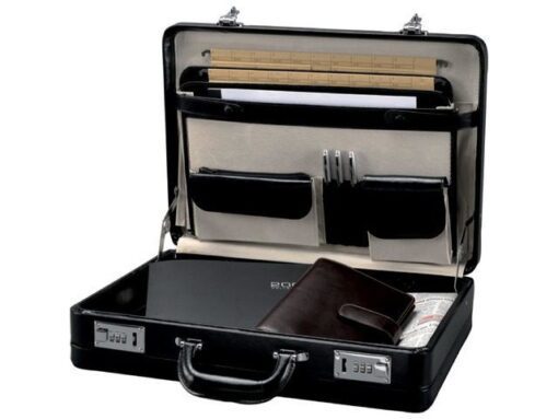 Attaché koffer Alassio TAORMINA. Zwart leer.