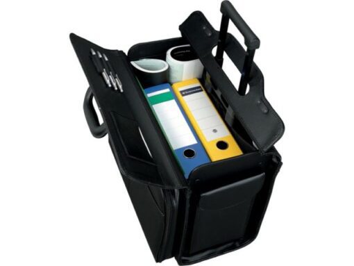 Trolley pilotenkoffer Alassio SAN REMO. Zwart kunstleer.