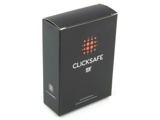 Pasjeshouder Clicksafe nappaleer rood/zwart RFID 8 pasjes met opbergvak voor muntgeld