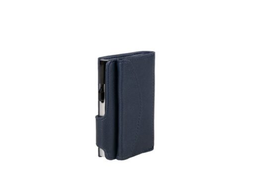 Pasjeshouder Clicksafe kunstleer blauw/zilver RFID