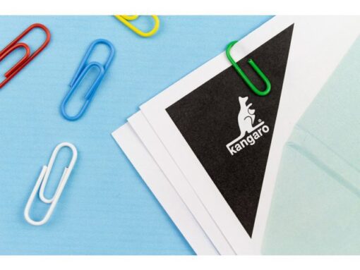 Paperclip Kangaro 25 mm, assorti kleuren, 200 stuks in ronde box met deksel