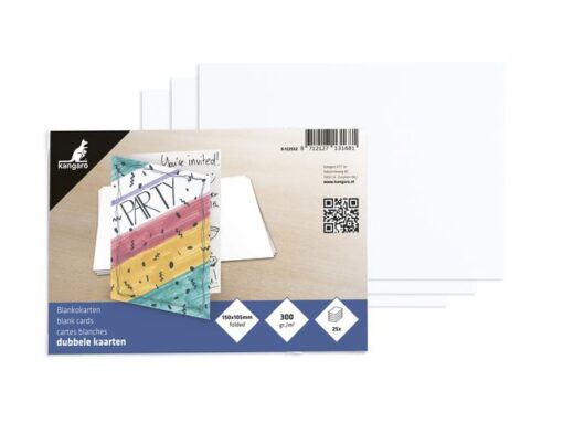 Dubbele kaarten Kangaro 105x150mm 300grs wit 25 stuks