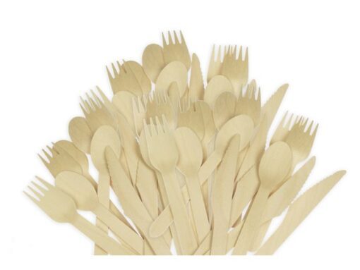 Kangaro KTC Bestekset hout Kangaro 200 st 70x lepel,65x vork,65x mes    160 mm, biologisch afbreekbaar