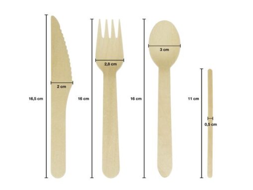 Kangaro KTC Bestekset hout Kangaro 200 st 70x lepel,65x vork,65x mes    160 mm, biologisch afbreekbaar