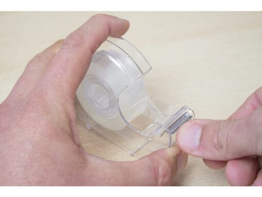 Plakbandhouder Kangaro kern 25 mm transparant met tape      19mmx33m