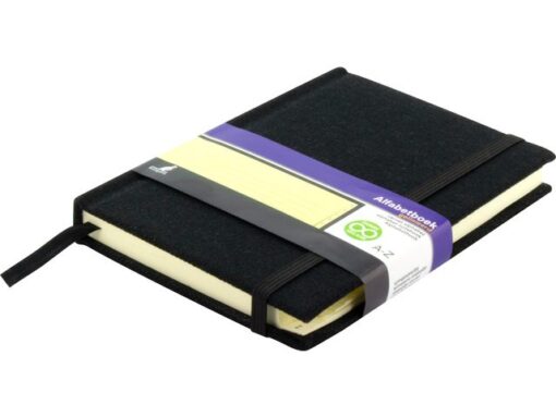Kangaro KTC Alfabetboek Kangaro A6 A-Z linnen hard cover zwart, 208     pagina's, leeslint, elastiek