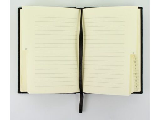 Kangaro KTC Alfabetboek Kangaro A6 A-Z linnen hard cover zwart, 208     pagina's, leeslint, elastiek