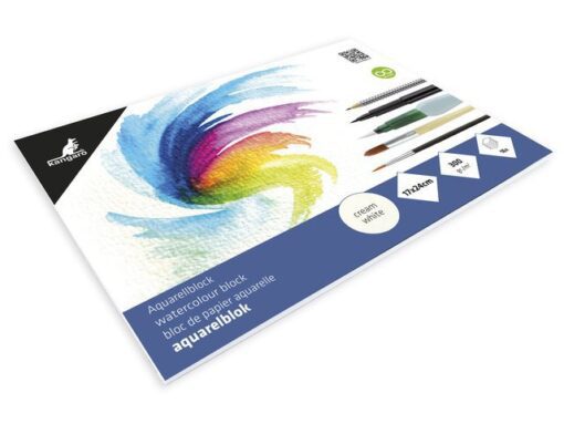 Aquarelpapier Kangaro blok 17x24cm 300 grams 16 vel roomwit
