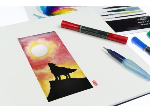 Aquarelpapier Kangaro blok A3 300 grams 16 vel, roomwit 3 zijden gelijmd