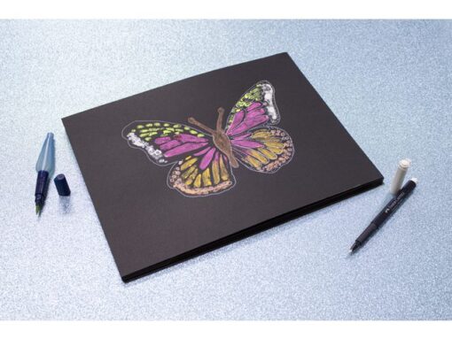 Aquarelpapier Kangaro blok 24x32cm 300 gram 16 vel zwart, 3 zijden verlijmd